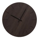 Hemverk - Dark Oak veggklokke 28 cm mørk eik m/svart viser