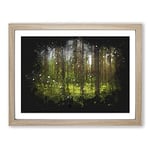 Green Forest Vol.1 Paint Splash Modern Art Framed Wall Art Print, Ready to Hang Picture for Living Room Bedroom Home Office Décor, Oak A2 (64 x 46 cm)