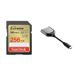 SanDisk Extreme 256GB UHS-I SDXC card + RescuePro Deluxe with the SanDisk USB Type-C Reader for SD UHS-I and UHS-II Cards