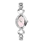 Sekonda Helena 22mm Silver Womens Cocktail Watch with Pink Mother of Pearl Stone Set Dial Analogue Display and Stone Set Bracelet