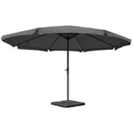 Parasol Meran Pro, gastronomie, parasol pour marché avec volantsØ 5m polyester/alu 28 kg, anthracite avec socle - grey