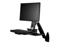 StarTech.com Väggmonterad arbetsstation - Ledat helt rörligt ståskrivbord med ergonomisk höjdjusterbar monitorarm och tangentbordsbricka - Mus- och skannerhållare - En enskild VESA-skärm - Monteringssats (väggplatta, stång, tangentbordsfack, bildskärmsarm) - för Bildskärm - plast, aluminium, stål - svart - skärmstorlek: 24
