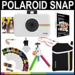 Polaroid Snap Appareil Photo instantané (Blanc) + Papier Zink 2 x 3 (Pack de 20) + Pochette en néoprène + Cadres de Photos + Ensemble d'accessoires