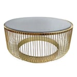 Table Basse Design en Verre "Lilia" 76cm Or