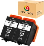 202xL Lot de 2 cartouches d'encre de rechange Epson 202 xL pour imprimantes Epson Expression Premium xP-6000 xP-6005 xP-6100 xP-6105 xP6000 xP6005 xP6100 xP6105 Noir