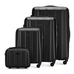 WITTCHEN Travel Suitcase Carry-On Cabin Luggage Hardshell Made of Polycarbonate with 4 Spinner Wheels Combination Lock Telescopic Handle Cruise Line Set of 4 suitcases Black