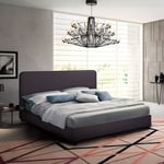 Lit double 160x190 en tissu avec sommier à lattes Zurich King Couleur: Gris