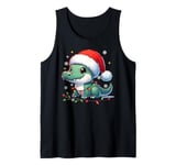 Cute Baby Alligator in Santa Hat with Christmas Lights Tank Top