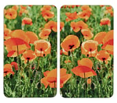 WENKO Protection Plaque de Cuisson Champs Coquelicots en Verre trempé| pour Toute Plaque | Couvre Plaque de Cuisson, Planche à découper, Extension Plan de Travail | Lot de 2 | 52x30cm | Multicolore