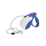 Ferplast Laisse Chien Enrouleur Amigo Mini, Laisse pour Petits Chiens jusqu'à 12 Kg. Cordon Extensible Max 3 m. Bouton de Verrouillage et de déverrouillage Unique, Bleu, Couvercle Blanc