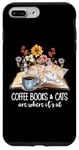 Coque pour iPhone 7 Plus/8 Plus Coffee Books & Cats Are Where It's At Floral Book Cat Coffee