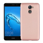 Huawei Y7 hiilikuitutekstuurinen suojakuori - Ruusukulta Pinkki