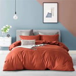 Ruccit Burnt Orange Duvet Cover Set King 100% Brushed Microfiber King Bed Duvet