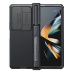 För Samsung Galaxy Z Fold 4 Fodral med Slide Kamera Cover Hinge Protection med S Pen Hållare Fiber All-Inclusive Fodral