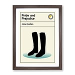 Book Cover Pride And Prejudice Jane Austen Modern Framed Wall Art Print, Ready to Hang Picture for Living Room Bedroom Home Office Décor, Walnut A3 (34 x 46 cm)