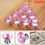 10Pcs 30mm Boutons Cristal Poignée De Porte Pour Tiroir Meuble Armoire Placard Verre Knob（rose）