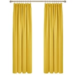 Deconovo Lot de 2 Rideaux Occultant Thermique Anti Froid, Rideau à Oeillets Désign Moderne, avec Une Couleur Joyeux, Jaune Moutarde, Fille Chambre Maison Salon, 229x229 CM