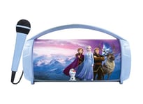 Lexibook, La Reine des Neiges, Enceinte Haut-Parleur sans Fil Lumineuse avec Micro, Son stéréo, Fonction karaoké, Ports USB et Carte SD, Batterie Rechargeable, Bleu/Violet, BTP585FZZ