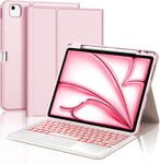 Clavier Pour Ipad Air 13 2024 (M2), Étui Avec Clavier Pour Ipad Air 13"", Coque Tactile Clavier Bluetooth Magnétique Rétro-Éclairé Qwerty Italien Pour Ipad Air (M2) 13 Pouces 2024, Rose