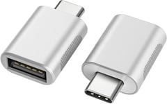 Adaptateur USB C vers USB (Paquet de 2), Adaptateur USB-C vers USB 3.0,Adaptateur USB Type-C vers USB,Adaptateur Thunderbolt 3 vers USB Femelle OTG pour MacBook Pro, Air, iPad Pro 2020 (Argent).[G438]