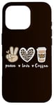 iPhone 16 Pro Cute Leopard Peace Sign Love Coffee Heart For Cafe Lovers Case