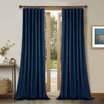 StangH Extra Long Velvet Curtains - Navy Blue Patio Door Drapes Thermal Insulated Curtains for Winter High Ceiling Velvet Curtains Blackout Backdrop for Theater/Bedroom, W52 x L120 inches, 2 Panels