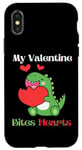 Coque pour iPhone X/XS My Valentine Bites Hearts, dinosaures amusants pour garçons