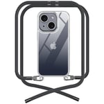 OLEPHY Coque avec Prime Cordon pour iPhone 15 6.1'', Coque avec Mise à Niveau Collier Ajustable, Protection Complète [Antichoc] [Anti-Rayures] Coque avec Tour de Cou, GrisSidéral