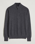 Canali Textured Knit Half Zip Charcoal