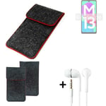 Cover for Samsung Galaxy M13 4G dark gray red edges Sleeve + earphones