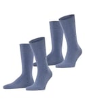 Burlington Everyday Multipack M So coton unies lot de 2 paires, Chaussettes Homme, Bleu Light Denim 6660, 40-46