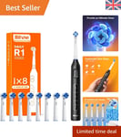 Rotating Electric Toothbrush with 8 Brush Heads for Adults and Kids, 60-Day B...