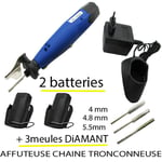 affuteuse chaine tronconneuse 2 batteries + 3meules diamant +chargeur