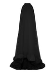 Malina Sabrina Halterneck Ruffled Maxi Dress Svart