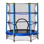 HOMCOM 4.6FT Kids Trampoline with Safety Enclosure, Indoor Outdoor - Blue