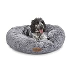 Silentnight Lit apaisant en Forme de Donut pour Chien et Chat - Soulage l'anxiété - Doux et Moelleux - Facile à Nettoyer - Lavable en Machine - 85 cm - Gris