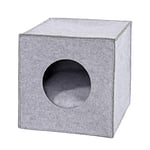 lionto Caverne pour Chats en Feutre Robuste adaptée aux systèmes de rayonnage, 33x37x33 cm, lit pour Chats Pliable en Forme de Cube, Niche avec Coussin Confortable, Gris Clair