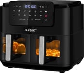 LLIVEKIT 9L Large Digital Air Fryer 2 Drawers 2400W Black