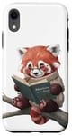 iPhone XR Adorable Red Panda with glasses reading a book Case