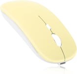 2.4Ghz & Bluetooth Mouse, Rechargeable Wireless Mouse For Samsung Galaxy Tab S6 Lite Bluetooth Wireless Mouse For Laptop/Pc/Mac/Ipad Pro/Computer/Tablet/Android Banana Yellow[MOU141465]