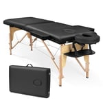 Higliocas Table de massage pliable cosmétique : 2 zones en bois Table de massage mobile Lit de massage pour physiothérapie et tatouage