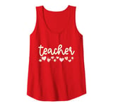 Womens School Teacher Valentines Day Daisy Flowers Little Hearts Tank Top