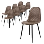 Lot de 8 chaises de salle à manger marron synthétique avec dossier pieds en noir