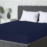 Utopia Bedding Protège Matelas 150x200cm, Couvre de Matelas Extensible pour 38 cm Matelas Épais de Profondeur, Protège-Matelas matelassé (Bleu Marine)