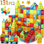 Blocs de Construction Magnétiques 131 pièces avec 2 voitures, Jouets magnétiques pour enfants, Jouets magnétiques d'apprentissage pour les tout-petits, Jouets pour 3 4 5 6 7 8 ans garçon fille