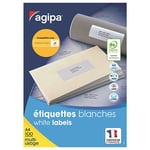 Agipa Étiquettes adhésives blanches multi-usages, 70 X 37 mm - 2400 étiquettes par boîte, 24 feuille (paquet unités)