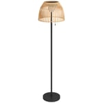 Dimbar Solar Golvlampa IP44, USB, Varmvit Bambu