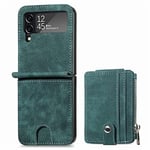 CUTTOW Case for Samsung Galaxy Z Flip 3 Mobile Phone Case Galaxy Z Flip3 5G Premium PU Leather Mobile Phone Case with Card Slots, Dark Green