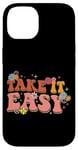 iPhone 14 Take It Easy Retro Floral Motif Case