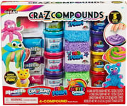 Cra-Z-Slimy Slime Compound Set Toy, 4 compound pack includes multiple unique compounds. 4 cans of Softee Dough, 4 cans of Cra Z Slimy, 3 bags of Fab Foam, 3 bags of Modelite and 5 bags of glitter